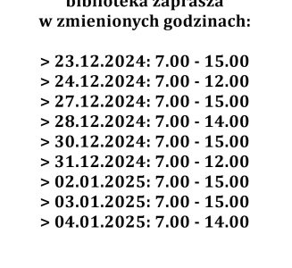 Zmienione godziny pracy biblioteki