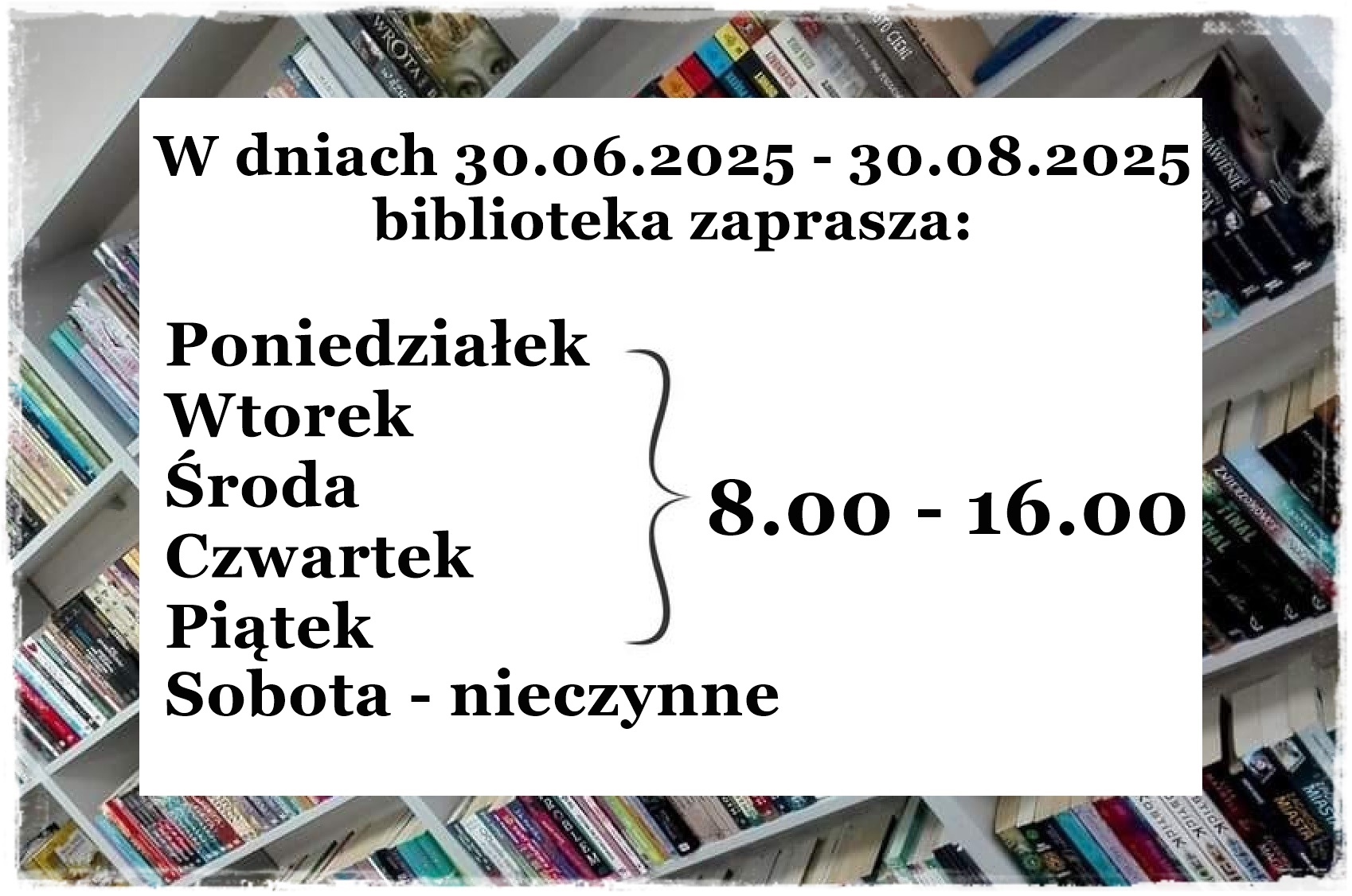 Wakacyjne godziny pracy biblioteki