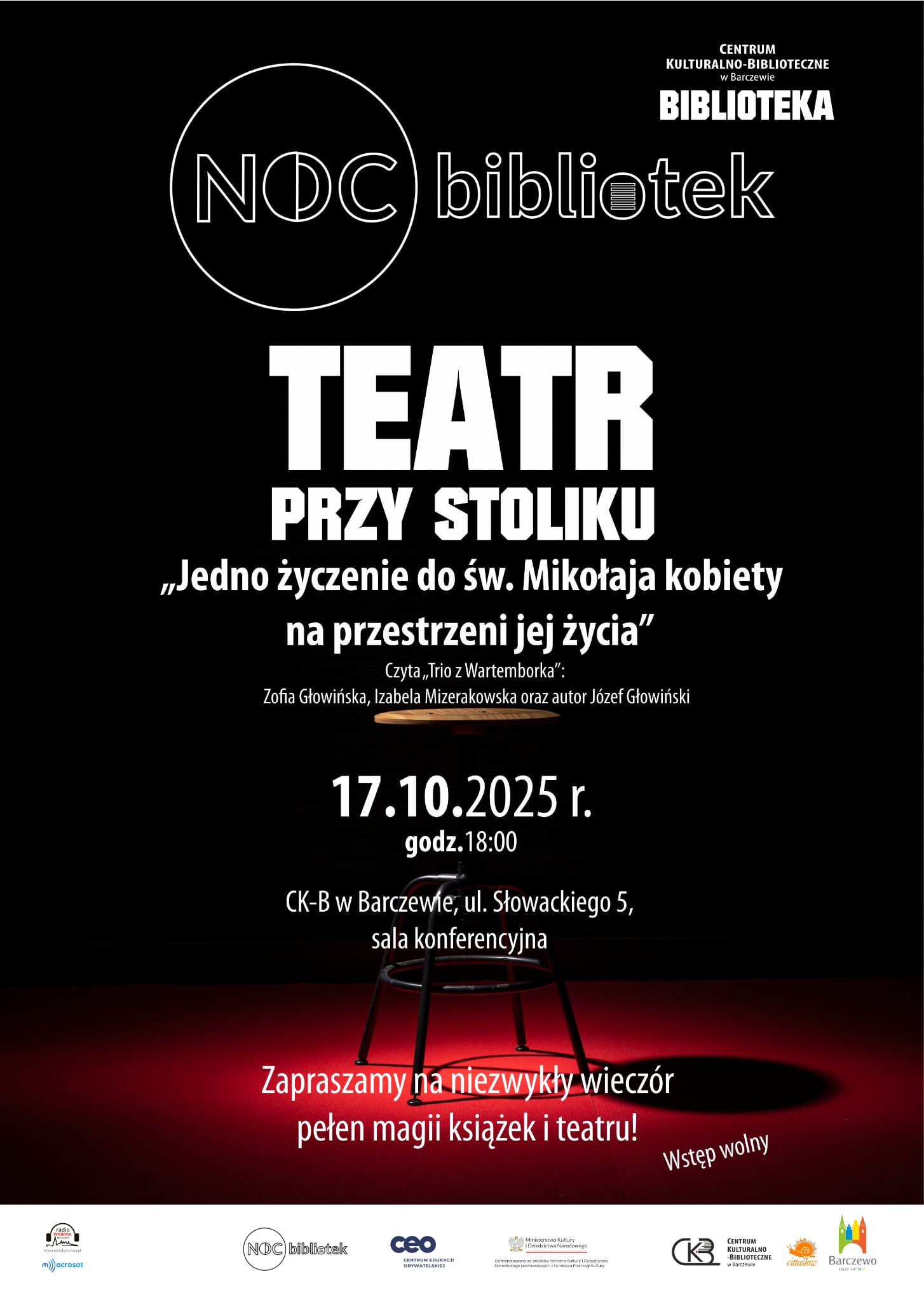 Noc Bibliotek 2025 – teatr i film