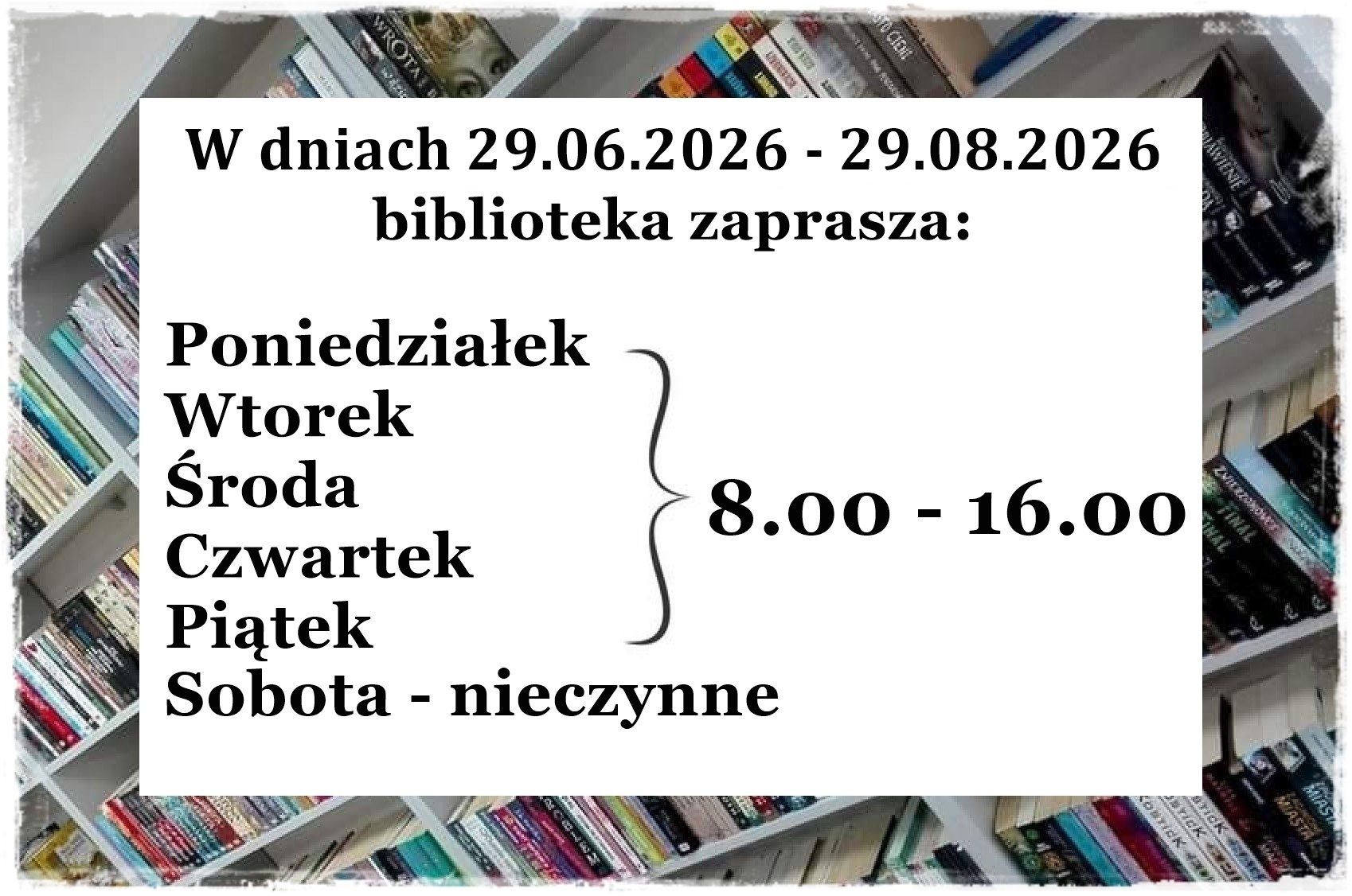 Wakacyjne godziny pracy biblioteki
